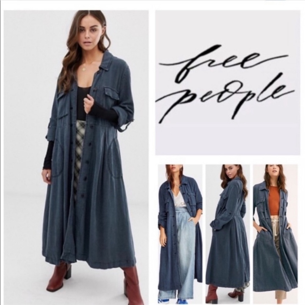 RAINZ DUSTER FREE PEOPLE XS, cargo navy trench coat free people